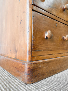 An Antique English Pine Pedestal Desk Sideboard c1890 with Wooden Knobs