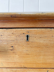 An Antique English Pine Pedestal Desk Sideboard c1890 with Wooden Knobs