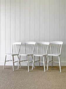 A Set of 4 Painted Elm Wood Farmhouse Chairs