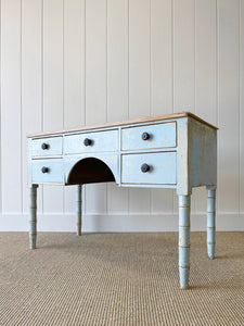 Antique English Country Pine Painted Console Table with Drawers c1890