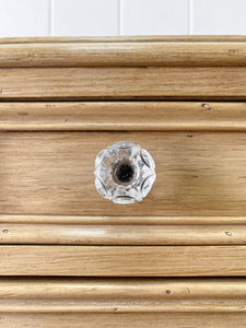 An Antique English Pine Chest of Drawers Dresser with Crystal Knobs c1890