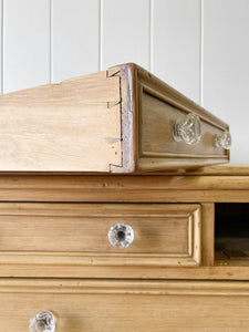 An Antique English Pine Chest of Drawers Dresser with Crystal Knobs c1890