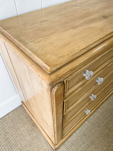 An Antique English Pine Chest of Drawers Dresser with Crystal Knobs c1890