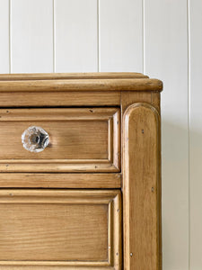 An Antique English Pine Chest of Drawers Dresser with Crystal Knobs c1890