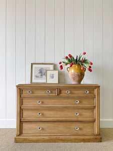 An Antique English Pine Chest of Drawers Dresser with Crystal Knobs c1890