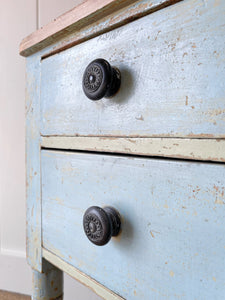 Antique English Country Pine Painted Console Table with Drawers c1890