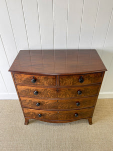 An Antique English Bow Front Mahogany Chest of Drawers c1810