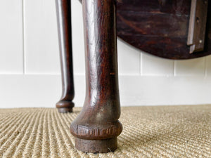 Antique English Georgian Country Oak Drop Leaf Table c1790