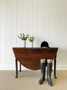 Antique English Georgian Country Oak Drop Leaf Table c1790
