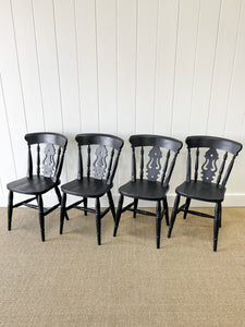 A Vintage Set of 4 Fiddleback Back Chairs