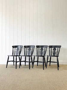 A Vintage Set of 4 Fiddleback Back Chairs