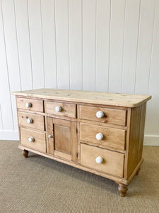 A Large English Pine Country 6 Drawer Buffet or Sideboard c1860