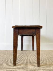 A Sturdy English Oak Caned Small Bench or Stool c1900