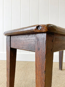 A Sturdy English Oak Caned Small Bench or Stool c1900