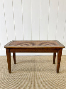 A Sturdy English Oak Caned Small Bench or Stool c1900