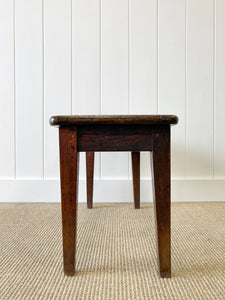 A Sturdy English Oak Caned Small Bench or Stool c1900