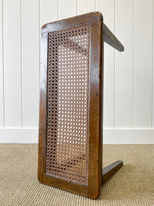 A Sturdy English Oak Caned Small Bench or Stool c1900