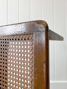 A Sturdy English Oak Caned Small Bench or Stool c1900