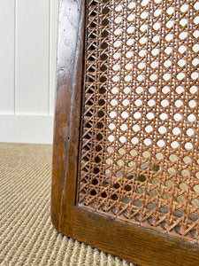 A Sturdy English Oak Caned Small Bench or Stool c1900