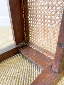 A Sturdy English Oak Caned Small Bench or Stool c1900