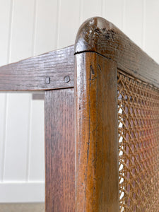 A Sturdy English Oak Caned Small Bench or Stool c1900