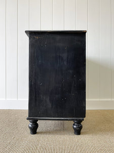 An Antique English Ebonized Black Chest of Drawers Dresser c1890