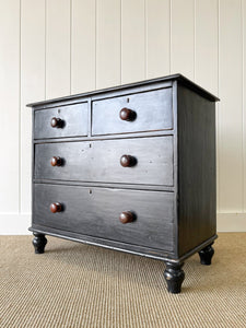 An Antique English Ebonized Black Chest of Drawers Dresser c1890