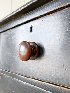 An Antique English Ebonized Black Chest of Drawers Dresser c1890