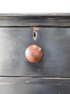 An Antique English Ebonized Black Chest of Drawers Dresser c1890