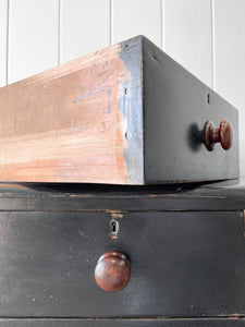 An Antique English Ebonized Black Chest of Drawers Dresser c1890