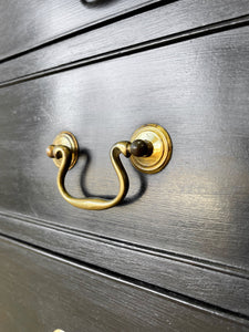 A Delightful Late 19th Century English Country Ebonized Chest of Drawers Dresser