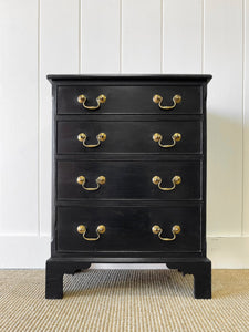 A Delightful Late 19th Century English Country Ebonized Chest of Drawers Dresser