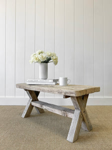 An Antique Bleached Pine Country Coffee Table