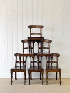 An Antique Set of 8 English Oak Mid-19th Century Chairs