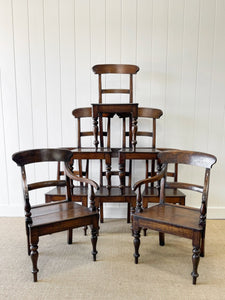 An Antique Set of 8 English Oak Mid-19th Century Chairs