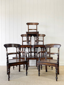 An Antique Set of 8 English Oak Mid-19th Century Chairs