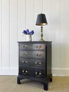 A Delightful Late 19th Century English Country Ebonized Chest of Drawers Dresser