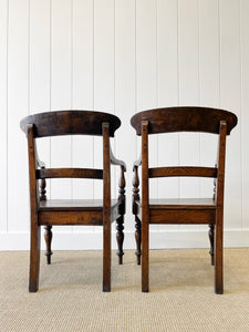 An Antique Set of 8 English Oak Mid-19th Century Chairs