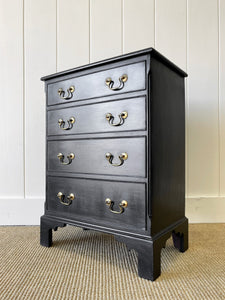 A Delightful Late 19th Century English Country Ebonized Chest of Drawers Dresser