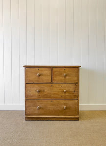 An Antique English Pine Deep Drawer Chest of Drawers Dresser c1890