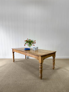 An Antique English Country Pine Over 6ft Dining Table