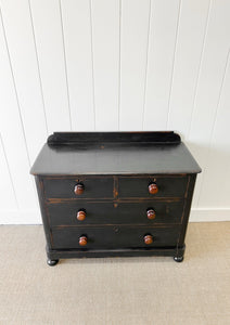 An Ebonized English Pine Chest of Drawers Dresser c1890