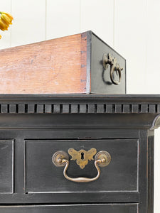 A Stately Antique English Ebonized Mahogany Highboy c1790