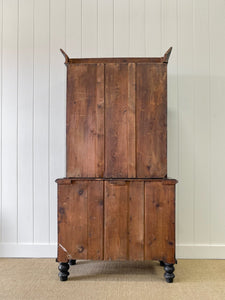 A Large 19th Century English Pine Ebonized Linen Press Cupboard