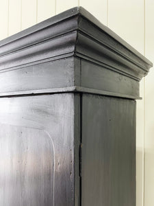 A Large 19th Century English Pine Ebonized Linen Press Cupboard