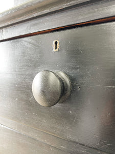 A Large 19th Century English Pine Ebonized Linen Press Cupboard