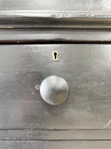 A Large 19th Century English Pine Ebonized Linen Press Cupboard