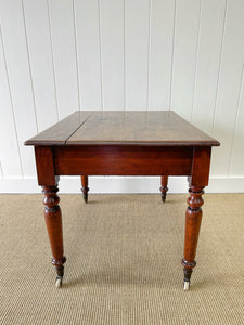 Antique English Country Mahogany Library Table on Castors c1890