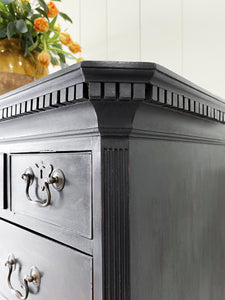 A Stately Antique English Ebonized Mahogany Highboy c1790