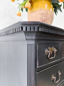A Stately Antique English Ebonized Mahogany Highboy c1790